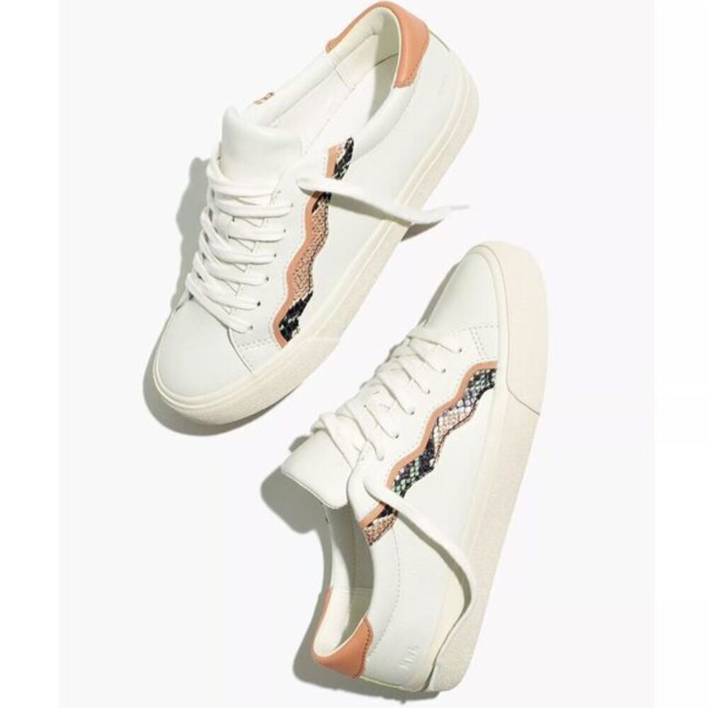 Madewell Sidewalk Low-Top Sneakers in Snake Embossed Leather size 10